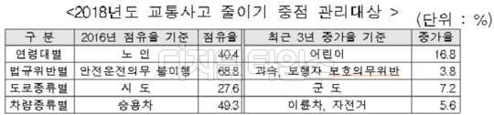 올해 교통사고 줄이기 중점 관리대상<도로교통공단 제공>